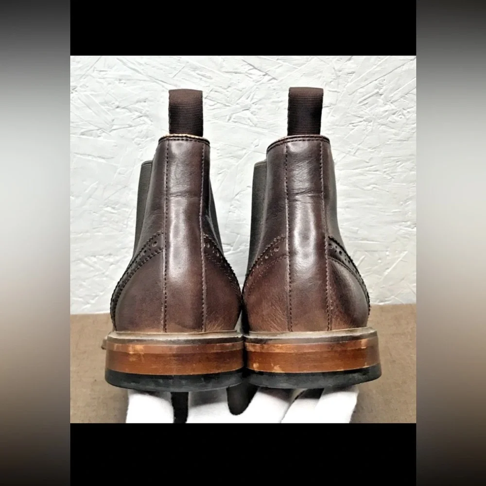 Florsheim Streets WT Men's Wingtip Chelsea Ankle Boots Brown Leather Size 8.5M